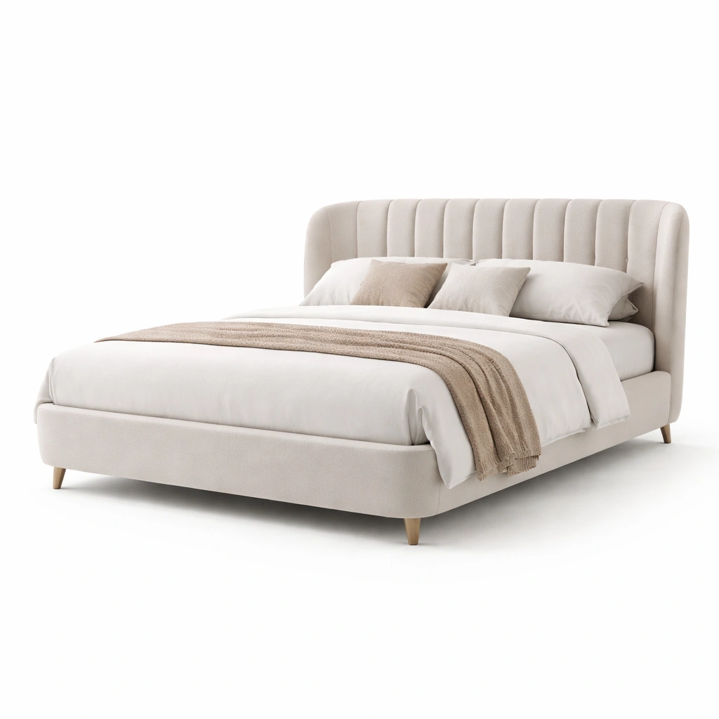 Polsterbett mit vertikalem Kopfteil Beige-kenvorio